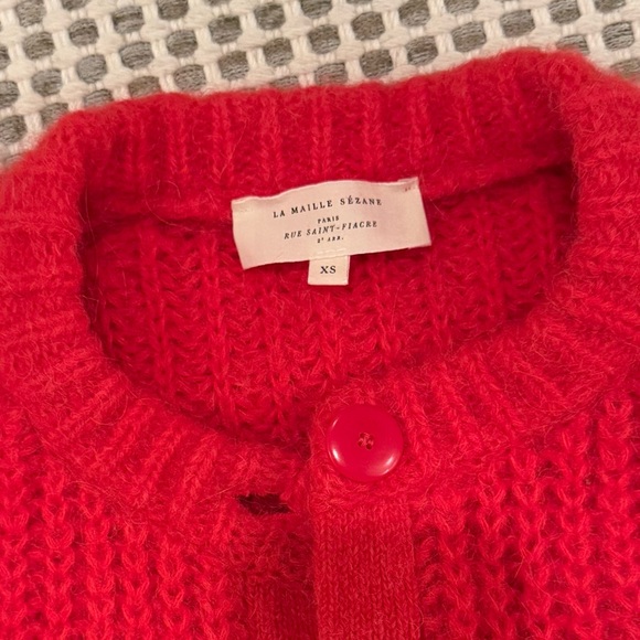 Sezane Emile Cardigan Sweater Red XS - Picture 5 of 7